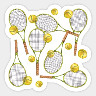 pattern with tennis rackets with tennis balls. color pencil Sticker